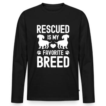 Saved is my favorite breed - Men's Premium Organic Long Sleeve Shirt - black - Front - Nico (187cm)