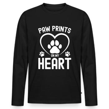 Pfotenabdrücke auf meinem Herzen - Männer Premium Bio Langarmshirt - Schwarz - Vorne - Nico (187cm)