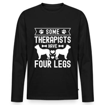 Manche Therapeuten haben vier Beine - Männer Premium Bio Langarmshirt - Schwarz - Vorne - Nico (187cm)
