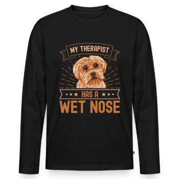 My therapist has a wet nose - Men's Premium Organic Long Sleeve Shirt - black - Front - Nico (187cm)