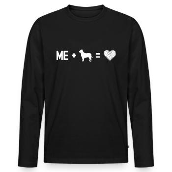 Ich plus Hund gleich Herz - Männer Premium Bio Langarmshirt - Schwarz - Vorne - Nico (187cm)