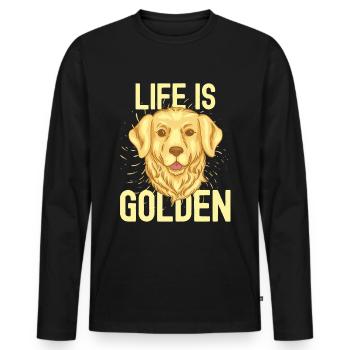 Life is golden - Men's Premium Organic Long Sleeve Shirt - black - Front - Nico (187cm)