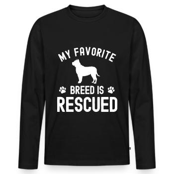 Meine Lieblingsrasse ist gerettet - Männer Premium Bio Langarmshirt - Schwarz - Vorne - Nico (187cm)