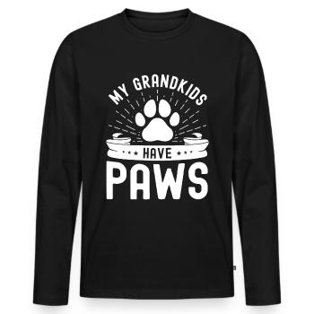 My grandchildren have paws - Men's Premium Organic Long Sleeve Shirt - black - Front - Nico (187cm)