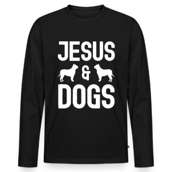 Jésus et les chiens - T-shirt manches longues Premium bio Homme - noir - Devant - Nico (187cm)