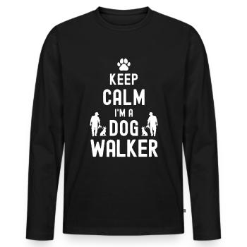Ruhig bleiben Ich bin ein Dog Walker - Männer Premium Bio Langarmshirt - Schwarz - Vorne - Nico (187cm)