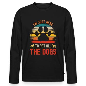 Ich bin nur hier, um alle Hunde zu streicheln - Männer Premium Bio Langarmshirt - Schwarz - Vorne - Nico (187cm)