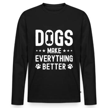 Hunde machen alles besser - Männer Premium Bio Langarmshirt - Schwarz - Vorne - Nico (187cm)