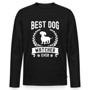 Best dog watcher ever - Men's Premium Organic Long Sleeve Shirt - black - Front - Nico (187cm)