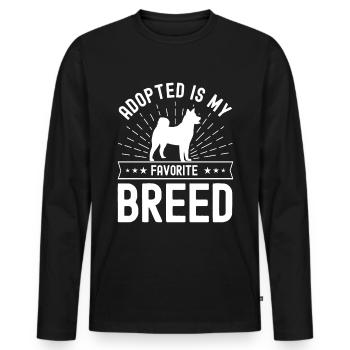 Adoptiert ist meine Lieblingsrasse - Männer Premium Bio Langarmshirt - Schwarz - Vorne - Nico (187cm)