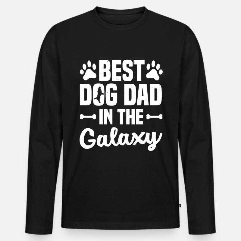Bester Hundepapa der Galaxis - schwarz - Männer Premium Bio Langarmshirt - Schwarz