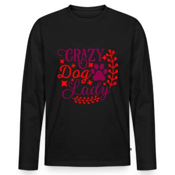 Crazy Dog Lady - Red Stars - Men's Premium Organic Long Sleeve Shirt - black - Front - Nico (187cm)