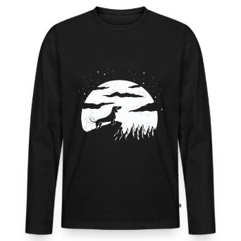 La Lune et le chien - T-shirt manches longues Premium bio Homme - noir - Devant - Nico (187cm)