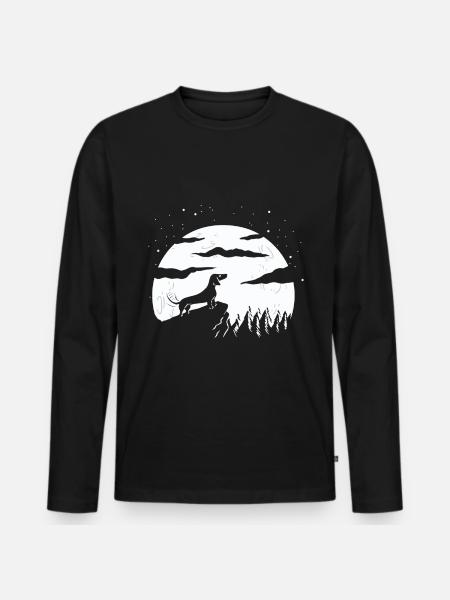 Mond und Hund - Männer Premium Bio Langarmshirt - Schwarz