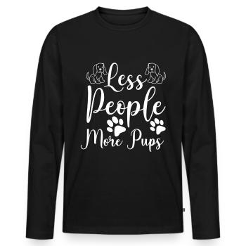 Fewer people, more puppies - Men's Premium Organic Long Sleeve Shirt - black - Front - Nico (187cm)