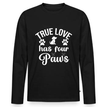 Le véritable amour a quatre pattes - Chien et pattes - T-shirt manches longues Premium bio Homme - noir - Devant - Nico (187cm)