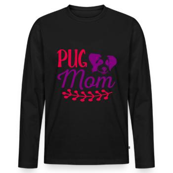 Pug Mama - Red and Purple - Men's Premium Organic Long Sleeve Shirt - black - Front - Nico (187cm)