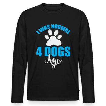 Avant 4 chiens, j’étais normal - bleu et blanc - T-shirt manches longues Premium bio Homme - noir - Devant - Nico (187cm)
