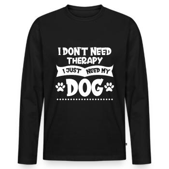 Ich brauche keine Therapie, ich brauche nur meinen - Männer Premium Bio Langarmshirt - Schwarz - Vorne - Nico (187cm)