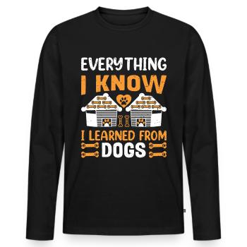Alles was ich weiß, habe ich von Hunden gelernt - Männer Premium Bio Langarmshirt - Schwarz - Vorne - Nico (187cm)