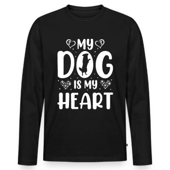 My dog is my heart - Heart - Men's Premium Organic Long Sleeve Shirt - black - Front - Nico (187cm)