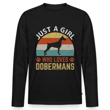 Juste une fille qui aime les dobermans - Chien et pattes - T-shirt manches longues Premium bio Homme - noir - Devant - Nico (187cm)