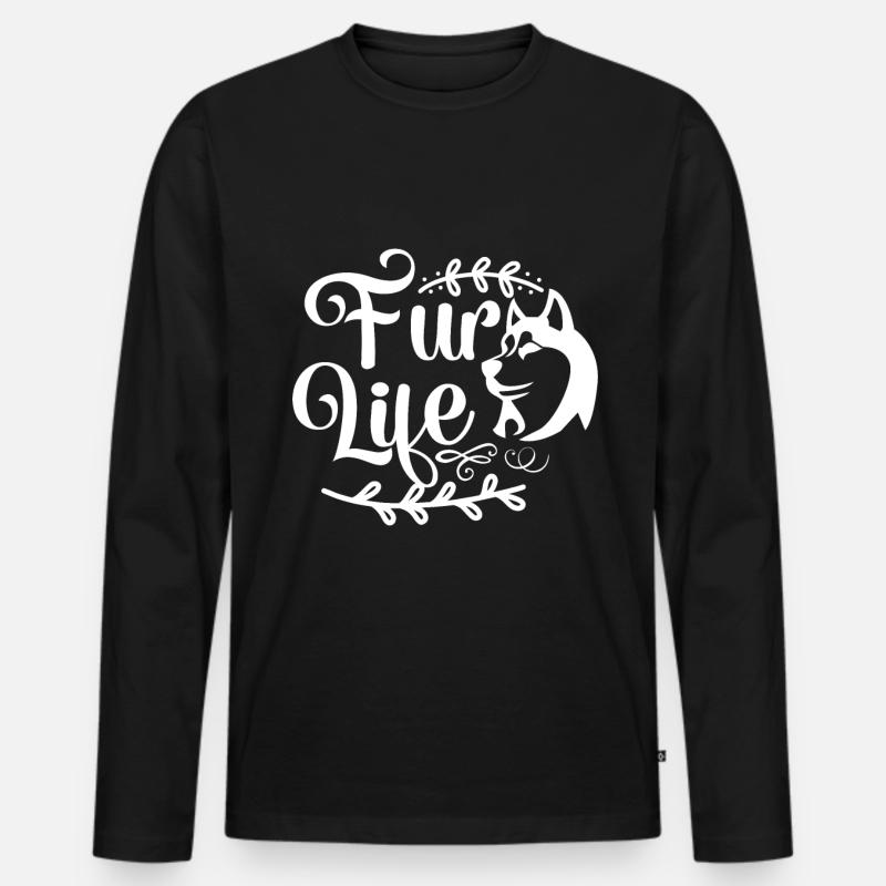 Leben mit Fell - Männer Premium Bio Langarmshirt - Schwarz