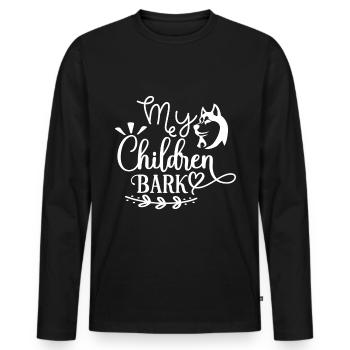 My children bark - Husky - Men's Premium Organic Long Sleeve Shirt - black - Front - Nico (187cm)