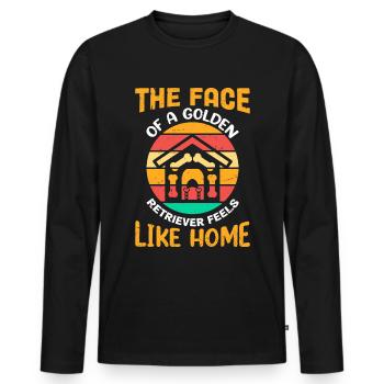 Das Gesicht eines Golden Retrievers fühlt sich wie - Männer Premium Bio Langarmshirt - Schwarz - Vorne - Nico (187cm)