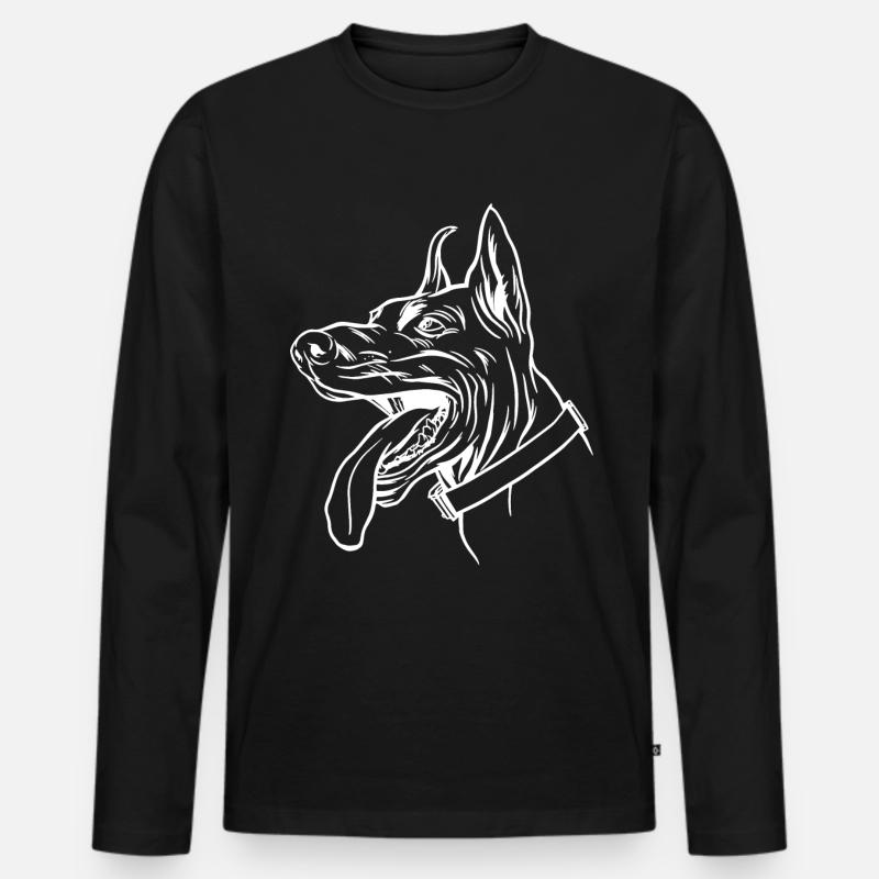Dobermann Hund - Männer Premium Bio Langarmshirt - Schwarz