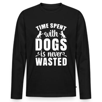 Time spent with dogs is never - - Men's Premium Organic Long Sleeve Shirt - black - Front - Nico (187cm)