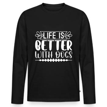 Life is better with dogs -(DO) - Men's Premium Organic Long Sleeve Shirt - black - Front - Nico (187cm)