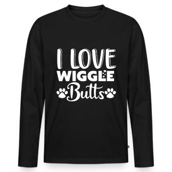 J’aime Wackelpopos - Patte et cœurs - T-shirt manches longues Premium bio Homme - noir - Devant - Nico (187cm)