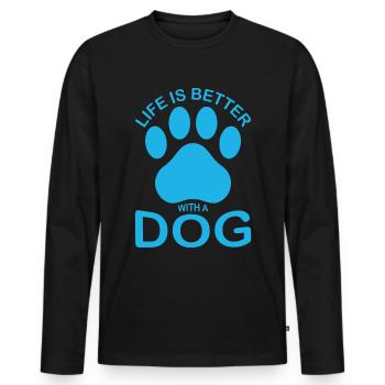 La vie est meilleure avec un chien - bleu - T-shirt manches longues Premium bio Homme - noir - Devant - Nico (187cm)