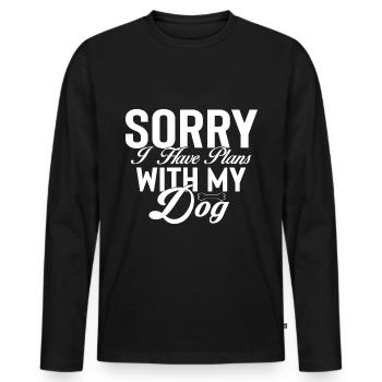 Sorry, ich habe Pläne mit meinem Hund - Männer Premium Bio Langarmshirt - Schwarz - Vorne - Nico (187cm)
