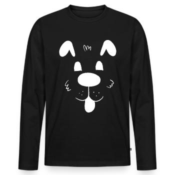 Visage de chien - - T-shirt manches longues Premium bio Homme - noir - Devant - Nico (187cm)