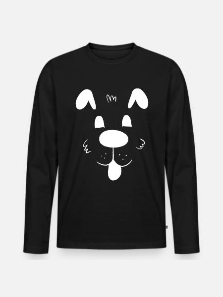 Dog face - - Men's Premium Organic Long Sleeve Shirt - black