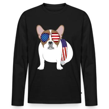 Hund - Amerikaner - Sonnenbrille - Männer Premium Bio Langarmshirt - Schwarz - Vorne - Nico (187cm)