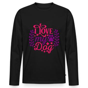J’aime mon chien - étoiles et patte - T-shirt manches longues Premium bio Homme - noir - Devant - Nico (187cm)