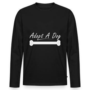 Adopter un chien - T-shirt manches longues Premium bio Homme - noir - Devant - Nico (187cm)