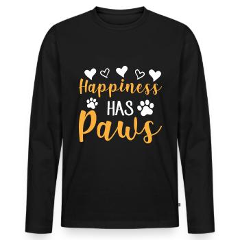 Happiness Has Paws - Herzen und Pfoten - Männer Premium Bio Langarmshirt - Schwarz - Vorne - Nico (187cm)