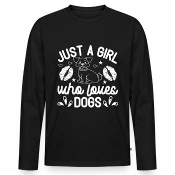 Nur ein Mädchen, das Hunde liebt - Lippen - Sterne - Männer Premium Bio Langarmshirt - Schwarz - Vorne - Nico (187cm)