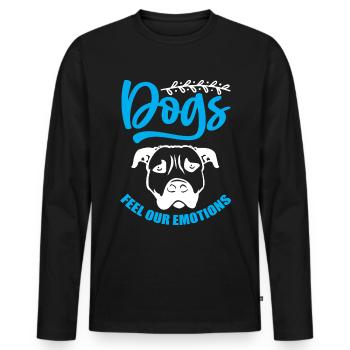 Les chiens ressentent nos sentiments - bleu et blanc - T-shirt manches longues Premium bio Homme - noir - Devant - Nico (187cm)
