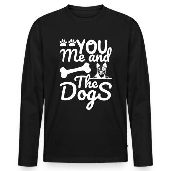 Du, ich und die Hunde - Pfoten - Knochen - Hund - Männer Premium Bio Langarmshirt - Schwarz - Vorne - Nico (187cm)