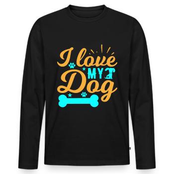 Ich liebe meinen Hund - Knochen - Pfoten - Sterne - Männer Premium Bio Langarmshirt - Schwarz - Vorne - Nico (187cm)