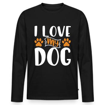 I love my dog - Paws - Men's Premium Organic Long Sleeve Shirt - black - Front - Nico (187cm)