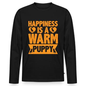 Glück ist ein warmes Hündchen - Heart and Dogs - Männer Premium Bio Langarmshirt - Schwarz - Vorne - Nico (187cm)