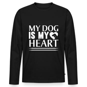 Mein Hund ist mein Herz - Hund und Herz - Männer Premium Bio Langarmshirt - Schwarz - Vorne - Nico (187cm)