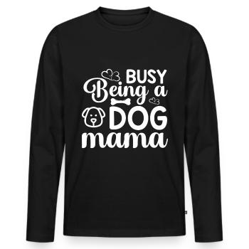 Occupée comme une maman de chien - chiot - T-shirt manches longues Premium bio Homme - noir - Devant - Nico (187cm)