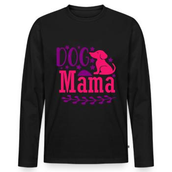 Maman chien - rose - T-shirt manches longues Premium bio Homme - noir - Devant - Nico (187cm)